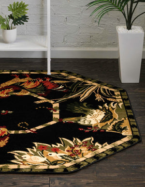 Black 7' 10 x 7' 10 Barnyard Octagon Area Rug 100% Polypropylene With Cotton Backing Traditional Cottage Rustic Classical Carpet for Living Office Bedroom Dining Room Easy to Clean Long Lasting & Durable Decor for Sale at Rug Engine