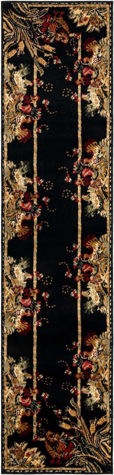 Black 2' x 8' Barnyard Runner Area Rug 100% Polypropylene With Cotton Backing Traditional Cottage Rustic Classical Carpet for Living Office Bedroom Dining Room Easy to Clean Long Lasting & Durable Decor for Sale at Rug Engine