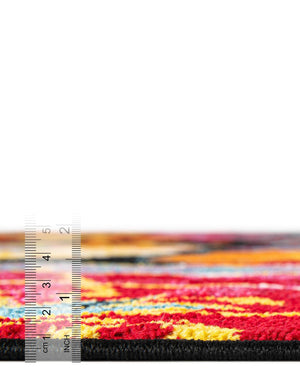 Black 7' 1 x 7' 1 Lyon Round Area Rug Vivid Colorful Abstract Modern 100% Polypropylene Carpet for Living Room, Dining, Office for Sale at Rug Engine