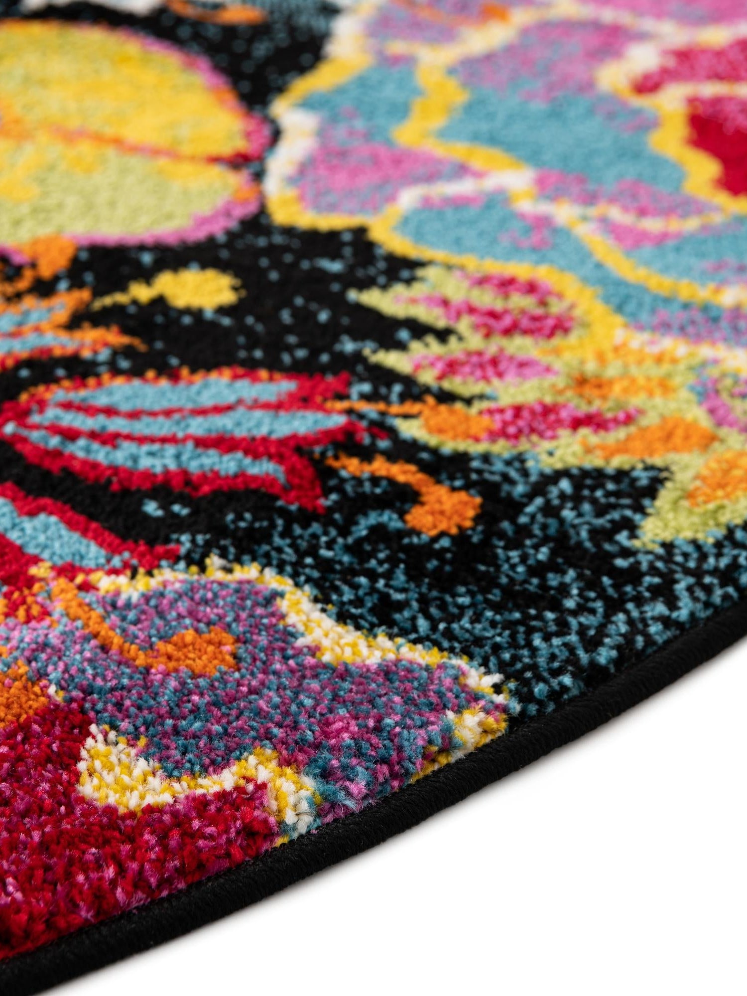 Black 3' 3 x 5' 3 Lyon Oval Area Rug Vivid Colorful Abstract Modern 100% Polypropylene Carpet for Living Room, Dining, Office for Sale at Rug Engine