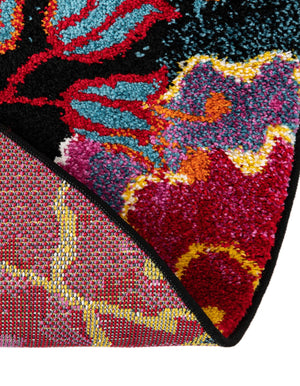 Black 4' 1 x 6' 1 Lyon Oval Area Rug Vivid Colorful Abstract Modern 100% Polypropylene Carpet for Living Room, Dining, Office for Sale at Rug Engine