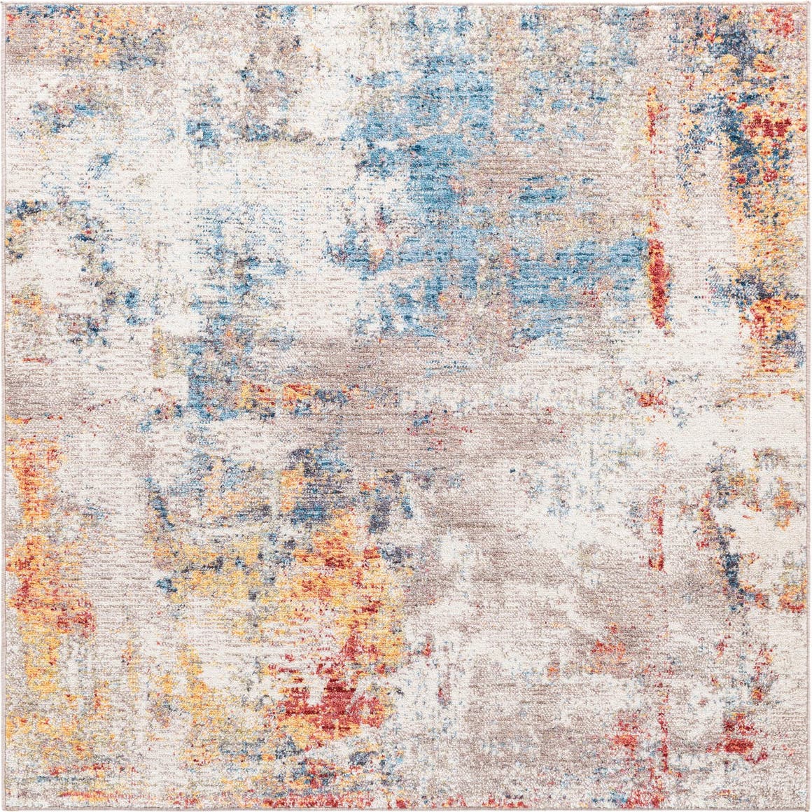 Multicolor 5' x 5' Rainbow Square Area Rug Colorful Modern Unique Carp ...