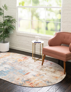 Multicolor 3' 3 x 5' 3 Rainbow Oval Area Rug Colorful Modern Unique Carpet for Living Rooms, Dining, Bedrooms, Office, Dorms for Sale at Rug Engine