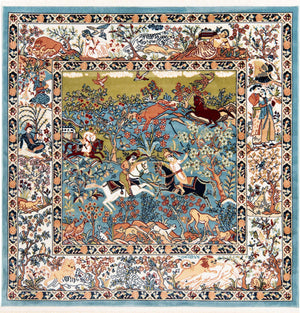 Blue 5' 3 x 5' 3 Narenj Square Area Rug 85% Polypropylene & 15% Polyester Traditional Classic Carpet for Living, Dining, Bedrooms, Office for Sale at Rug Engine