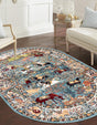 Blue 3' 1 x 5' 3 Narenj Oval Area Rug 85% Polypropylene & 15% Polyester Traditional Classic Carpet for Living, Dining, Bedrooms, Office for Sale at Rug Engine