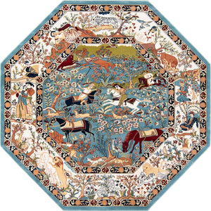 Blue 7' 10 x 7' 10 Narenj Octagon Area Rug 85% Polypropylene & 15% Polyester Traditional Classic Carpet for Living, Dining, Bedrooms, Office for Sale at Rug Engine