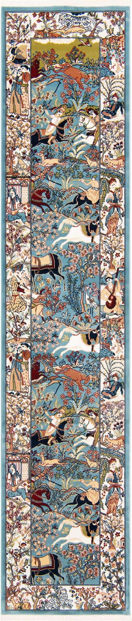 Blue 2' 7 x 12' Narenj Runner Area Rug 85% Polypropylene & 15% Polyester Traditional Classic Carpet for Living, Dining, Bedrooms, Office for Sale at Rug Engine