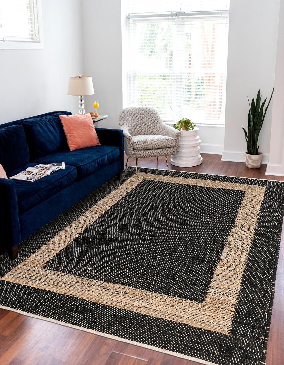 Black 8' x 11' Chindi Jute Rectangle Area Rug Interior Design Home Decor Carpet Mat for Sale at Rug Engine