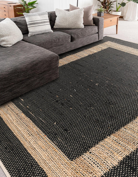 Black 5' 1 x 8' Chindi Jute Rectangle Area Rug Interior Design Home Decor Carpet Mat for Sale at Rug Engine