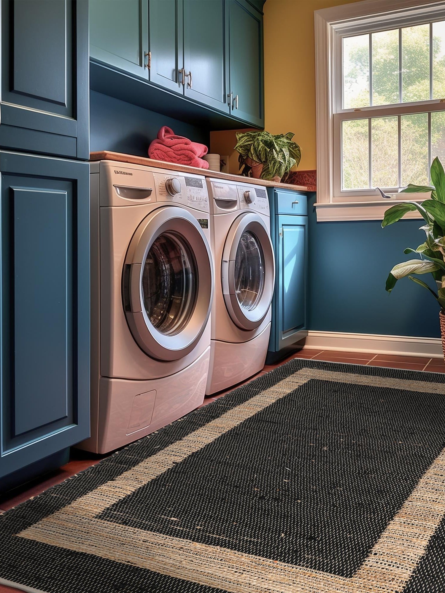 Black 7' 1 x 10' Chindi Jute Rectangle Area Rug Interior Design Home Decor Carpet Mat for Sale at Rug Engine