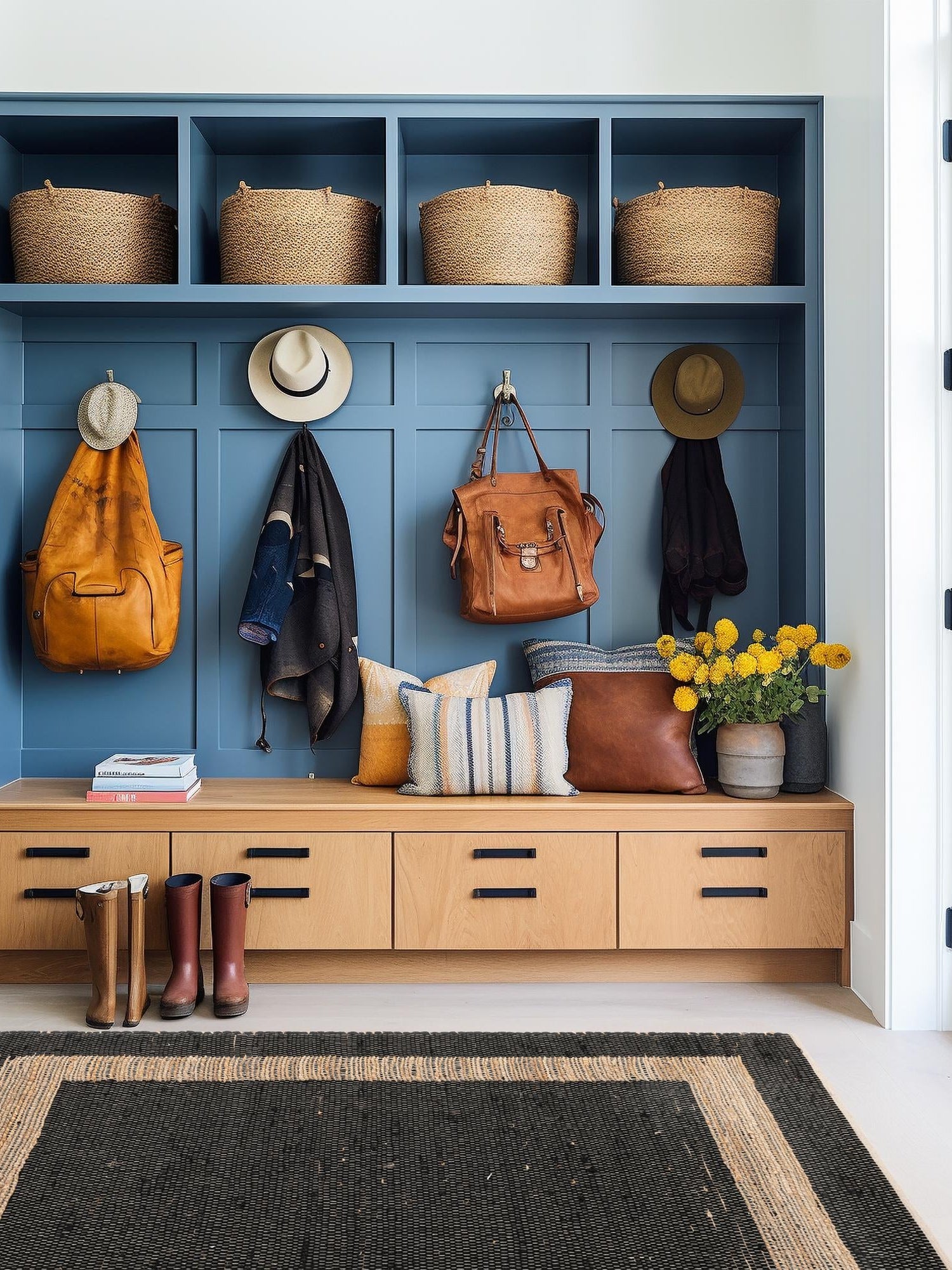 Black 7' 1 x 10' Chindi Jute Rectangle Area Rug Interior Design Home Decor Carpet Mat for Sale at Rug Engine