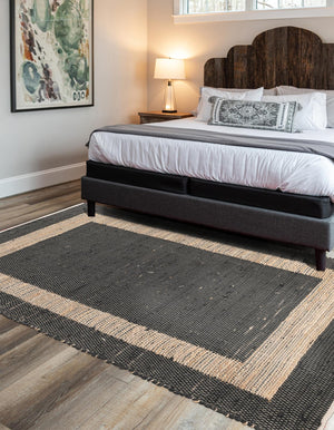 Black 2' x 3' 1 Chindi Jute Rectangle Rug