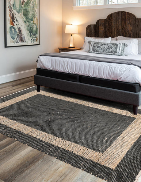 Black 5' 1 x 8' Chindi Jute Rectangle Area Rug Interior Design Home Decor Carpet Mat for Sale at Rug Engine