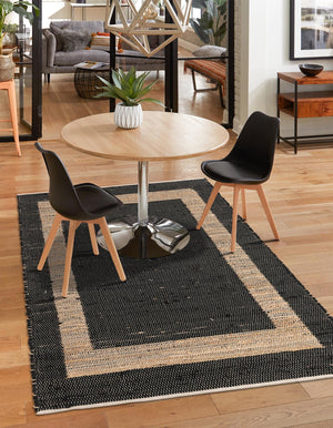 Black 2' x 3' 1 Chindi Jute Rectangle Rug