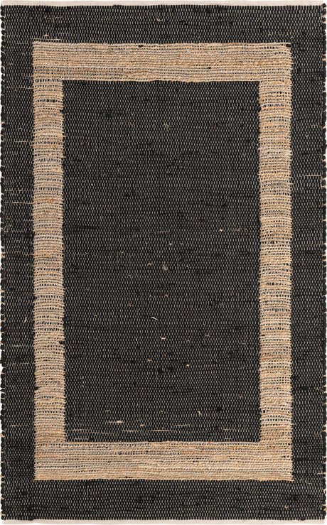 Black 5' 1 x 8' Chindi Jute Rectangle Rug