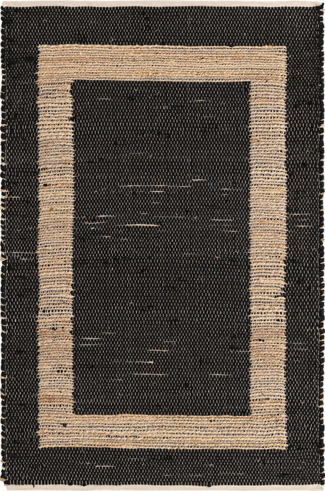 Black 4' 1 x 6' 1 Chindi Jute Rectangle Rug