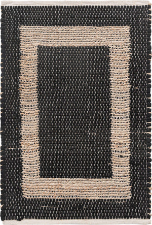 Black 2' x 3' 1 Chindi Jute Rectangle Rug
