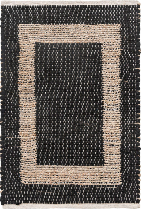 Black 2' x 3' 1 Chindi Jute Rectangle Rug