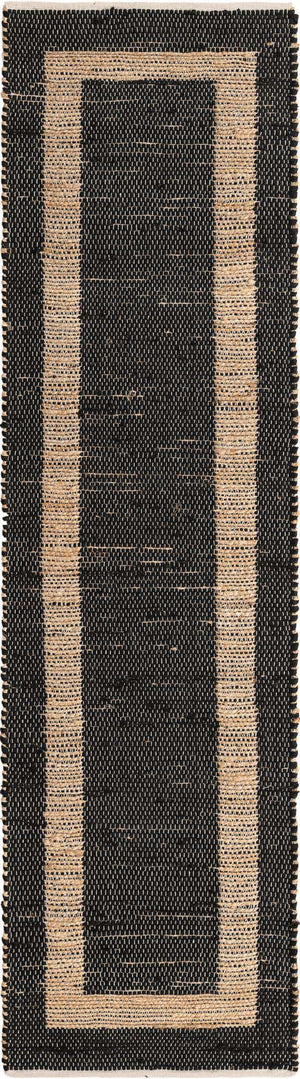 Black 3' x 10' Chindi Jute Runner Rug