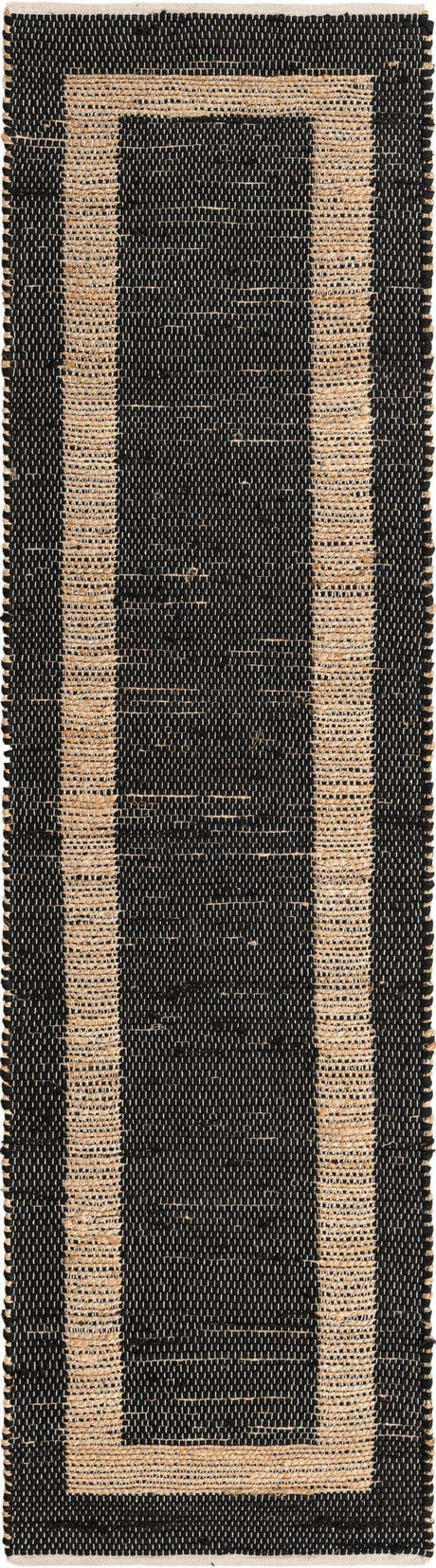 Black 3' x 10' Chindi Jute Runner Rug