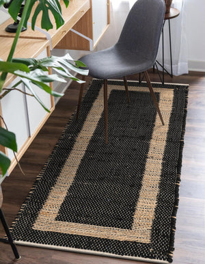 Black 2' 2 x 6' 1 Chindi Jute Runner Rug