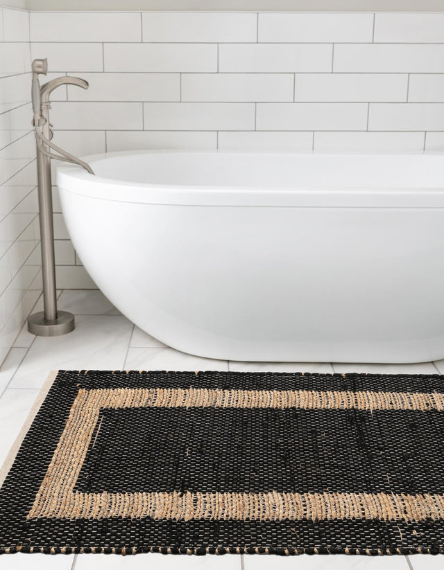 Black 2' 2 x 6' 1 Chindi Jute Runner Rug