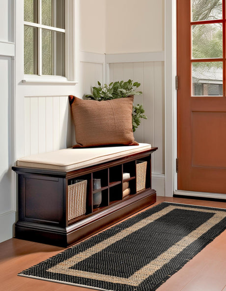 Black 2' 2 x 6' 1 Chindi Jute Runner Area Rug Interior Design Home Decor Carpet Mat for Sale at Rug Engine