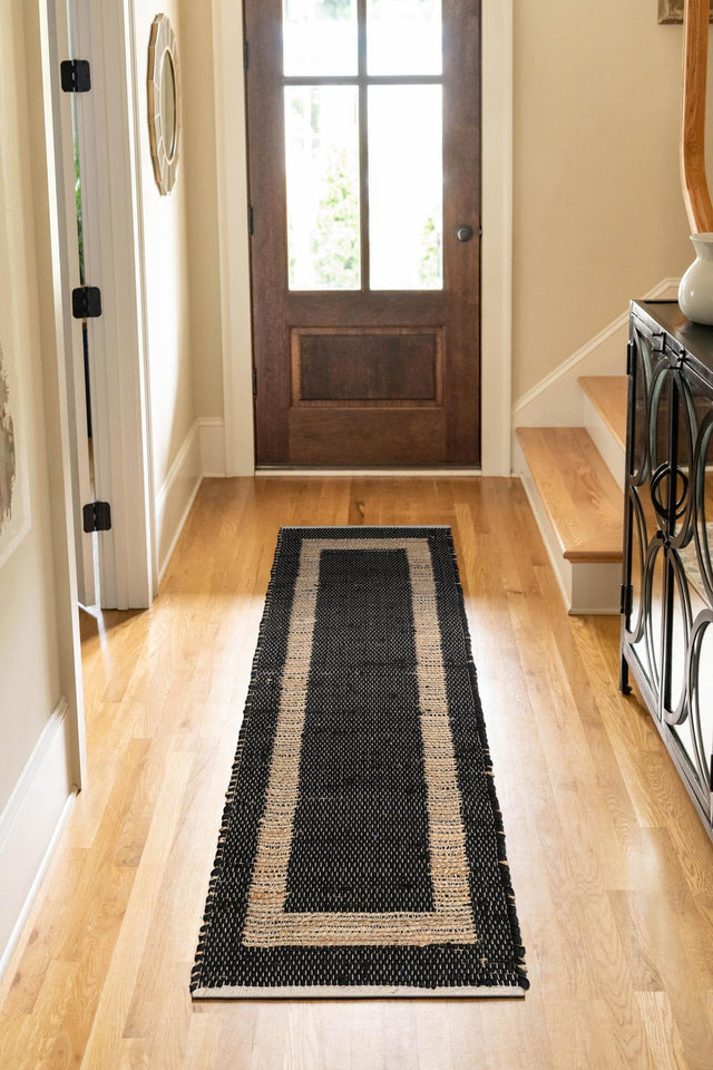 Black 2' 2 x 6' 1 Chindi Jute Runner Rug