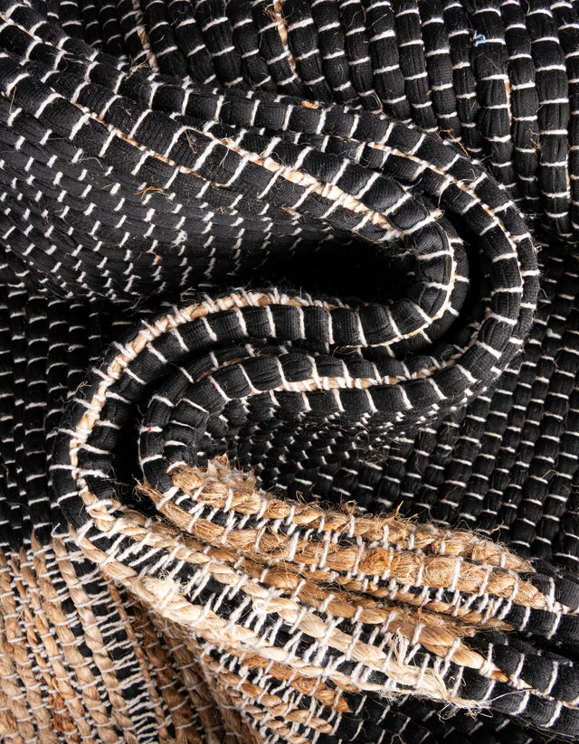 Black 3' x 10' Chindi Jute Runner Rug