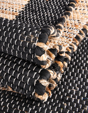 Black 3' x 10' Chindi Jute Runner Rug