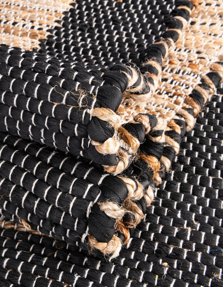 Black 2' 7 x 10' Chindi Jute Runner Area Rug Interior Design Home Decor Carpet Mat for Sale at Rug Engine