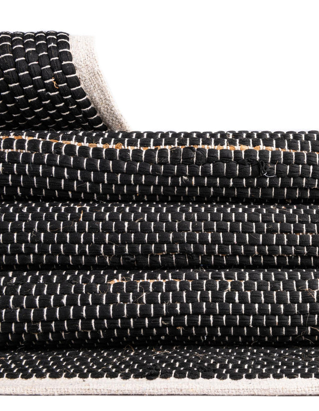 Black 3' x 10' Chindi Jute Runner Rug