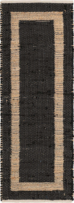 Black 2' 2 x 6' 1 Chindi Jute Runner Rug