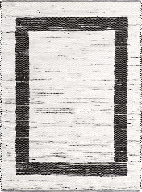 White and Black 8' x 11' Chindi Jute Rectangle Rug