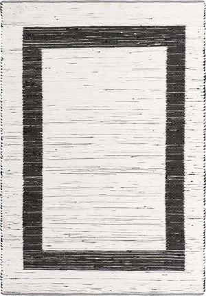 White and Black 7' 1 x 10' Chindi Jute Rectangle Rug