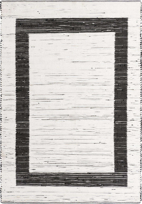 White and Black 7' 1 x 10' Chindi Jute Rectangle Rug