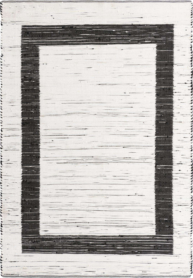 White and Black 7' 1 x 10' Chindi Jute Rectangle Rug