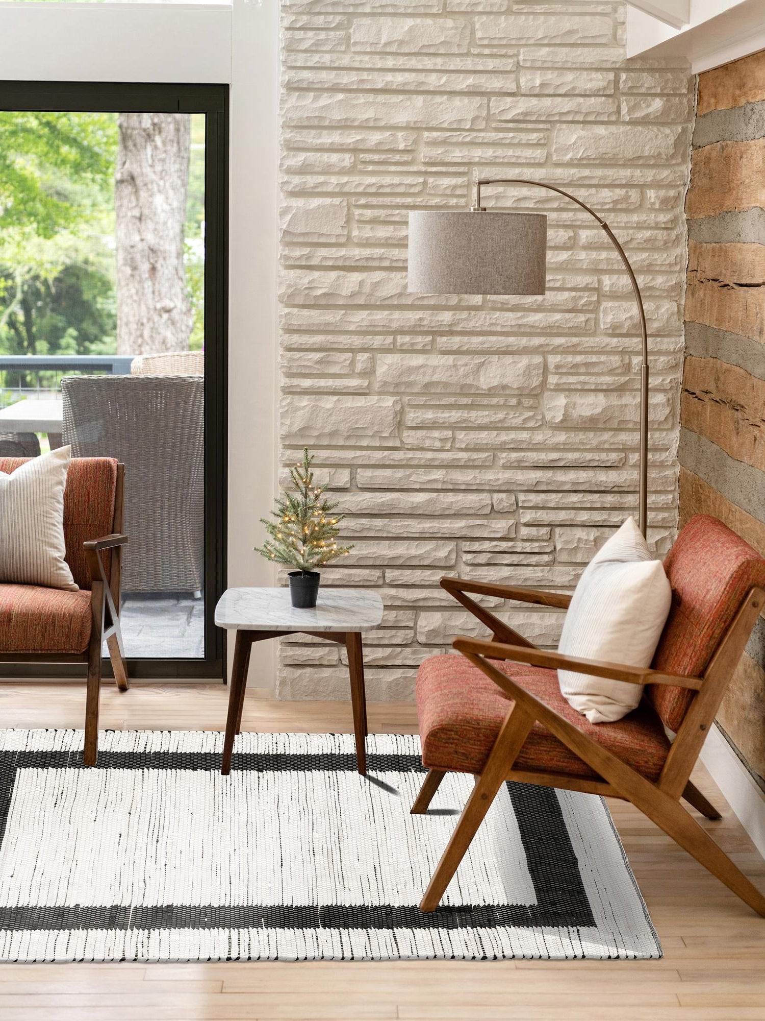 White and Black 4' 1 x 6' 1 Chindi Jute Rectangle Area Rug Interior Design Home Decor Carpet Mat for Sale at Rug Engine