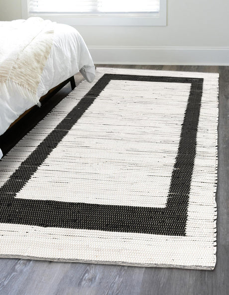 White and Black 4' 1 x 6' 1 Chindi Jute Rectangle Area Rug Interior Design Home Decor Carpet Mat for Sale at Rug Engine