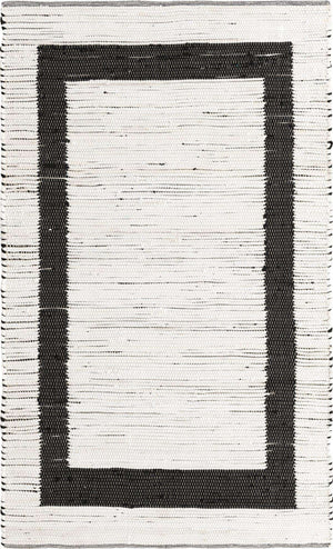 White and Black 5' 1 x 8' Chindi Jute Rectangle Rug