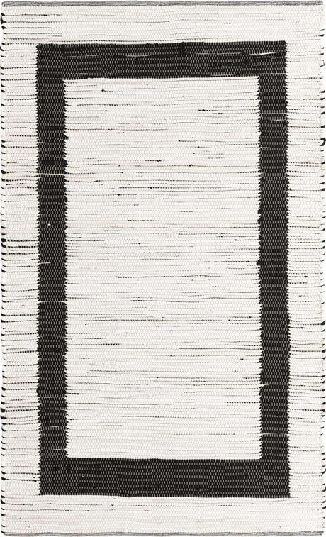White and Black 5' 1 x 8' Chindi Jute Rectangle Rug