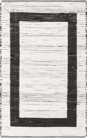 White and Black 4' 1 x 6' 1 Chindi Jute Rectangle Rug