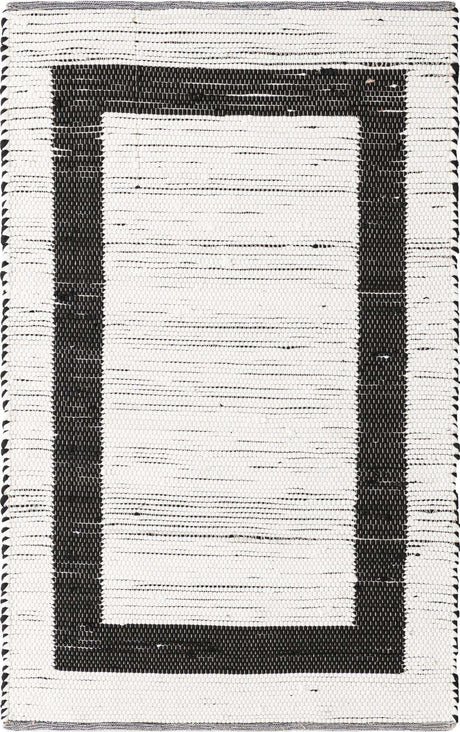 White and Black 4' 1 x 6' 1 Chindi Jute Rectangle Rug