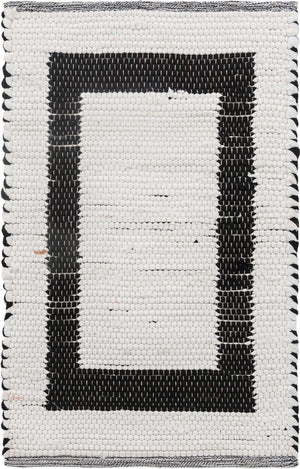 White and Black 2' x 3' 1 Chindi Jute Rectangle Rug