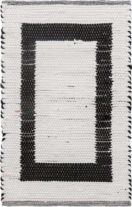 White and Black 2' x 3' 1 Chindi Jute Rectangle Rug