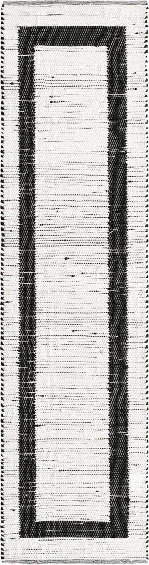 White and Black 3' x 10' Chindi Jute Runner Rug