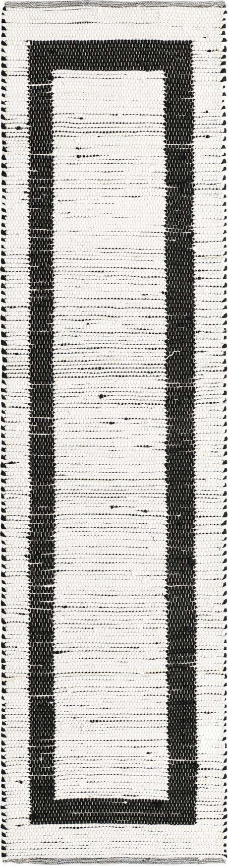 White and Black 3' x 10' Chindi Jute Runner Rug