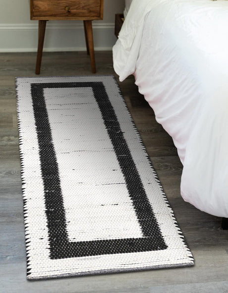 White and Black 2' 2 x 6' 1 Chindi Jute Runner Rug
