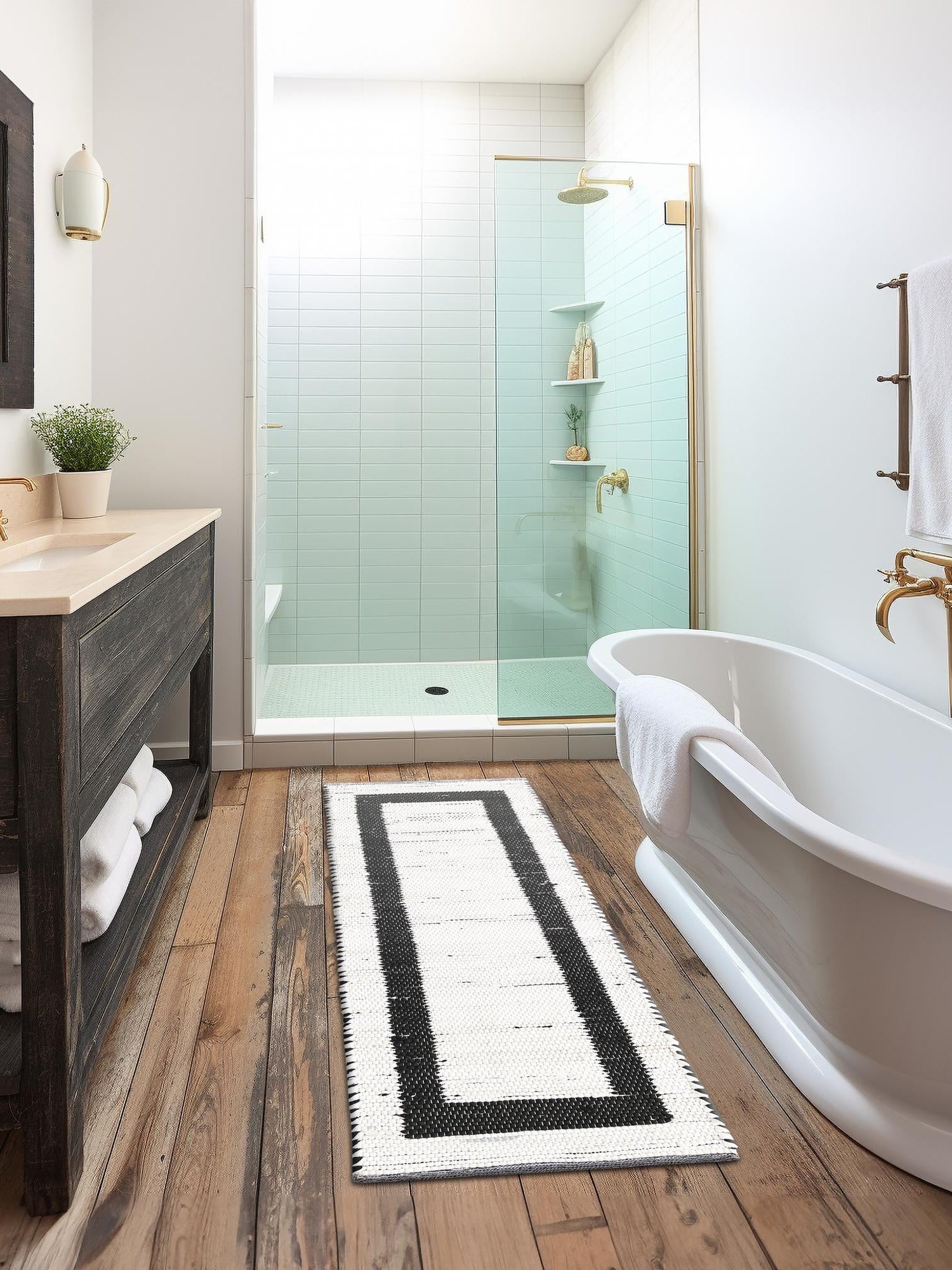 White and Black 2' 2 x 6' 1 Chindi Jute Runner Area Rug Interior Design Home Decor Carpet Mat for Sale at Rug Engine