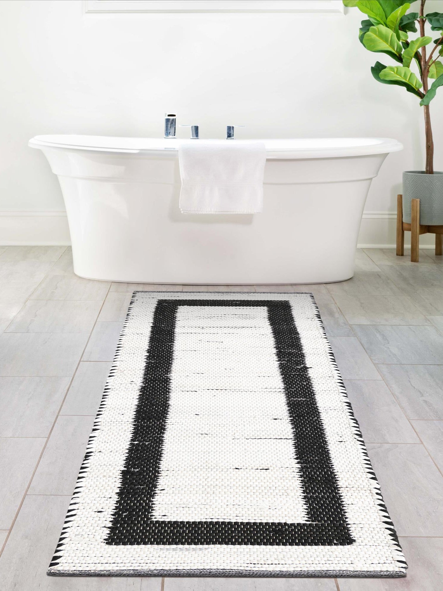 White and Black 2' 2 x 6' 1 Chindi Jute Runner Area Rug Interior Design Home Decor Carpet Mat for Sale at Rug Engine